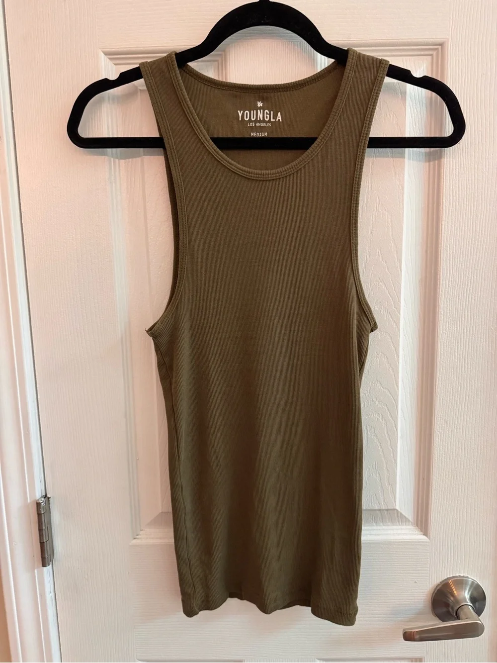 YOUNGLA Ribbed Men’s Green Gym Workout Tank Size Medium
